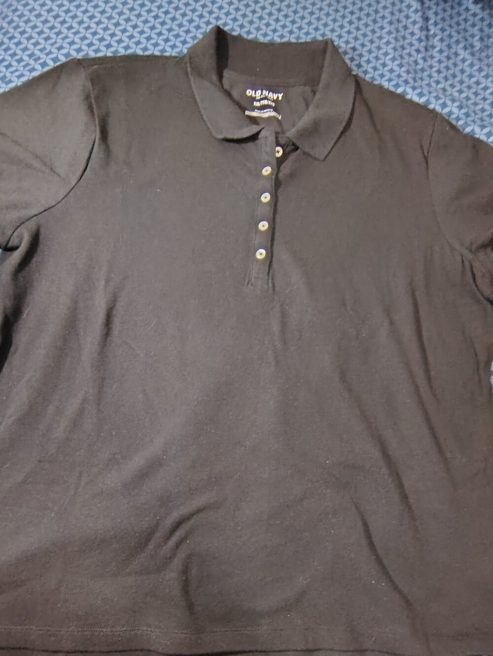 Old Navy Women's Black Polo with Button Placket